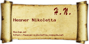Hesner Nikoletta névjegykártya